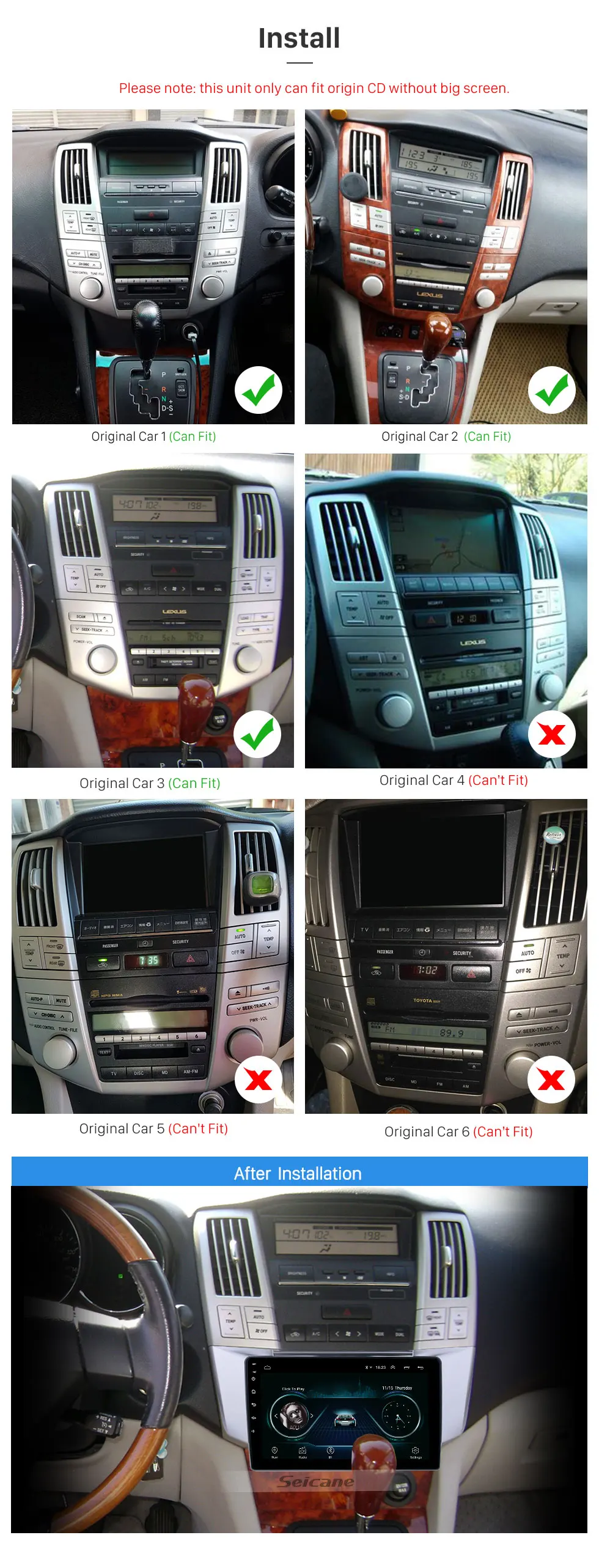 Seicane Автомобильный gps 10," плеер 2Din Android8.1 Navi для Lexus RX300 RX330 RX350 2003-2010 головное устройство Поддержка TPMS DAB+ Зеркальное соединение
