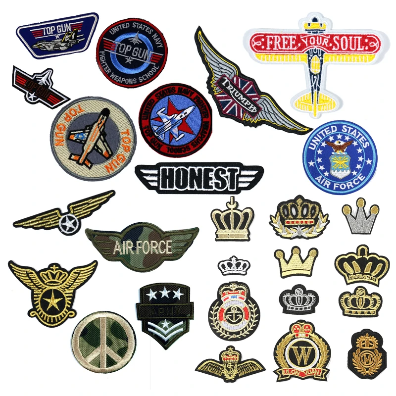 Вышитый значок ВВС военная эмблема американский самолет верхнее ружье пришивка