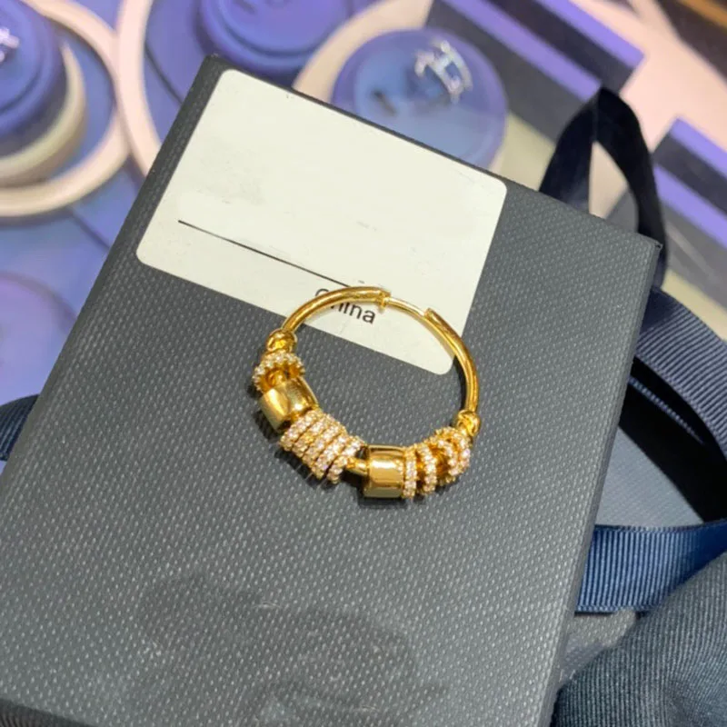 

Brand 1:11 Piece Yellow Gold Color Single Multi Circles Hoop Earring 1pc for Women Luxury Brand Jewelry