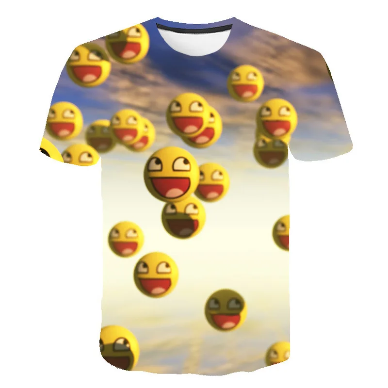 

Children cute cartoon 3D printed funny smiling face T-shirt 2020 boys and girls casual top 4T-14T popular clothing