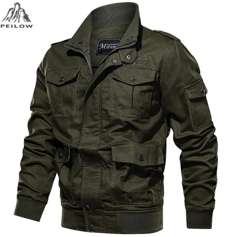 

Куртка-бомбер мужская весенне-осенняя из 100% хлопка, Размеры M-5XL, 6XL