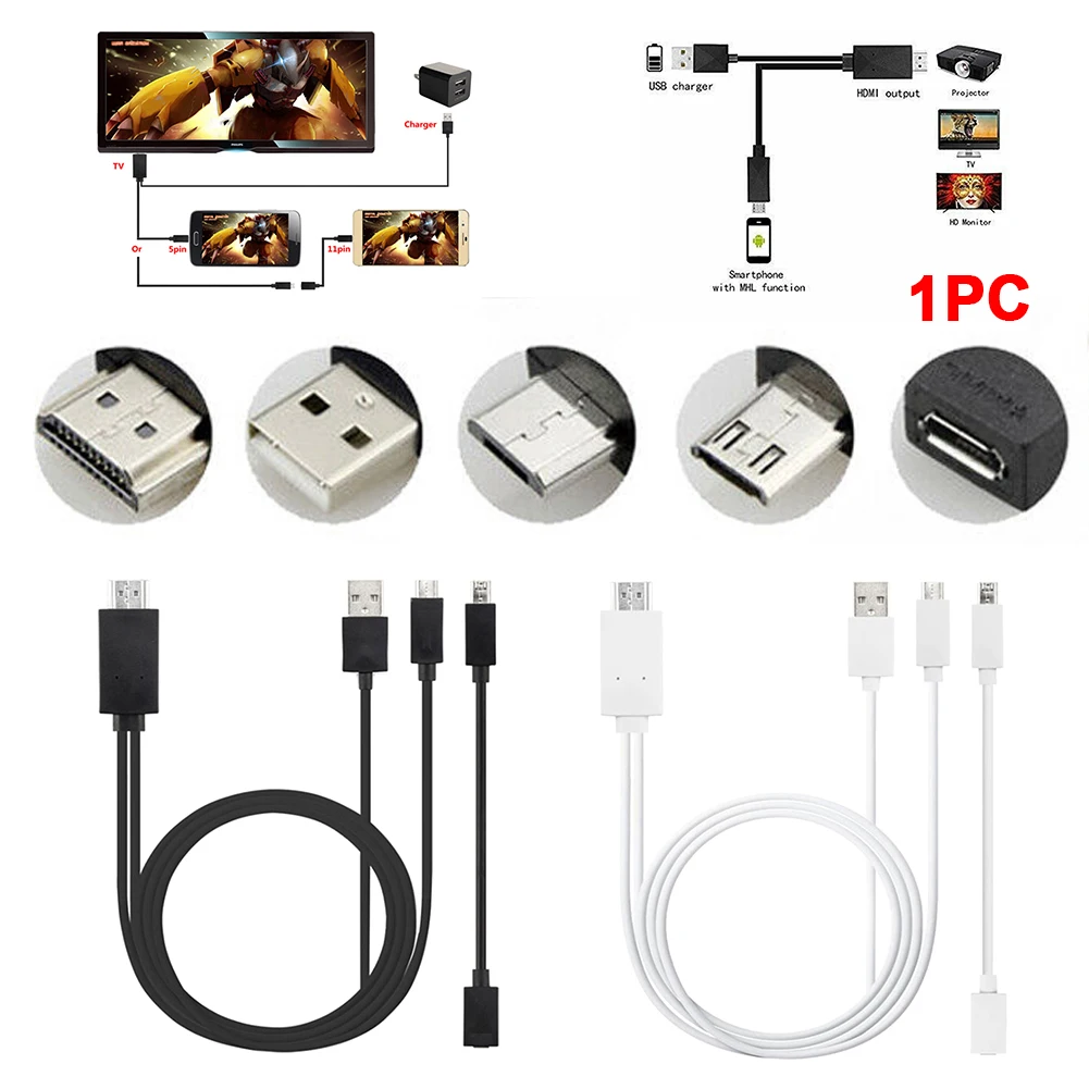 Micro USB к HDMI практичный длинный мультимедийный коннектор HD tv для телефона Android
