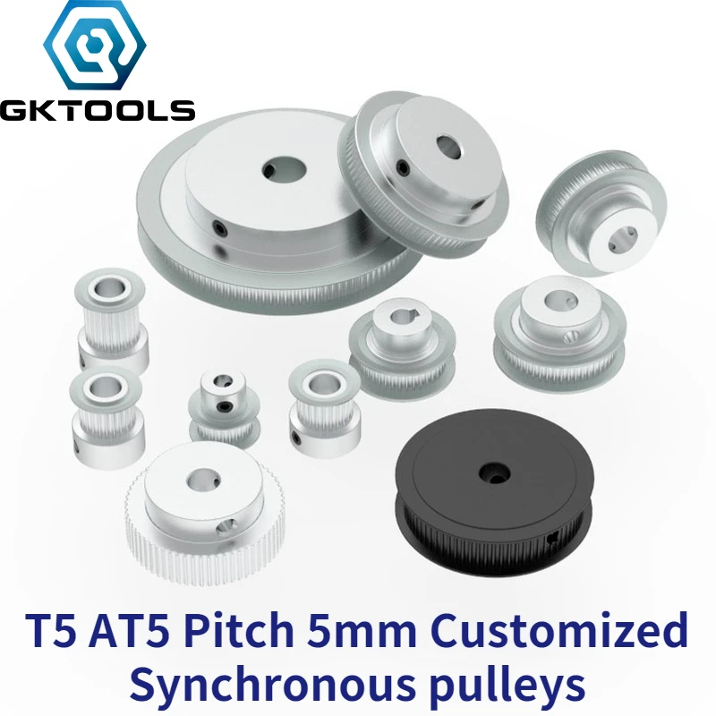 

GKTOOLS Trapezoid T5 AT5 Synchronous Pulley Pitch 5mm Gear Wheel Customizing All Kinds of Metric T5 AT5 Timing Pulley