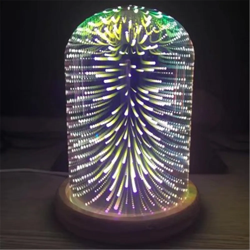Fireworks 3D светящийся ночник цветной стеклянный абажур из цельного дерева LED-USB прикроватная атмосфера для дома спальни декоративная бутылка праздничные подарки - Испускаемый цвет: Fireworks