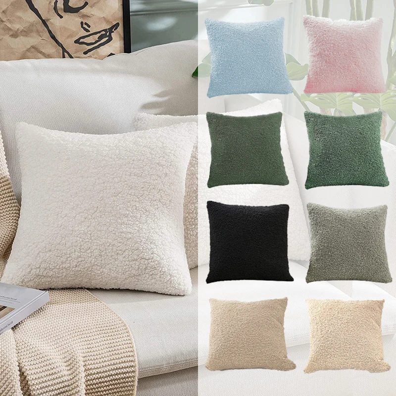 

Decorative Pillows Nordic Home Decoration Plush Pillow Case Cushion Cover Boucle Fur White Cojines Throw Pillow Case velvet Soft