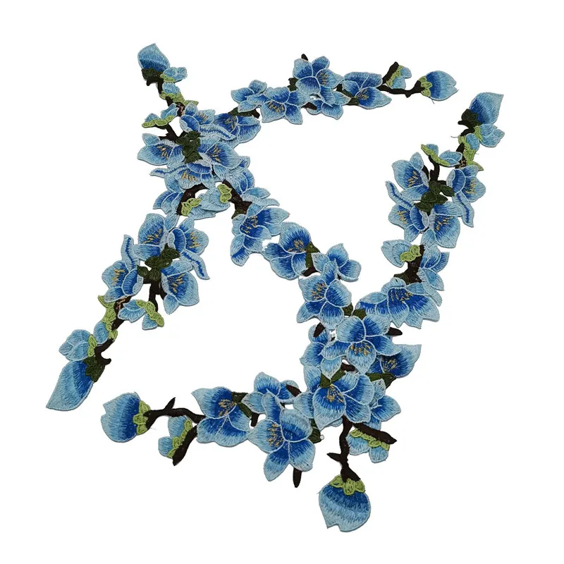 1 шт. вышивка искусственная для свадебного платья синие вышитые цветочные