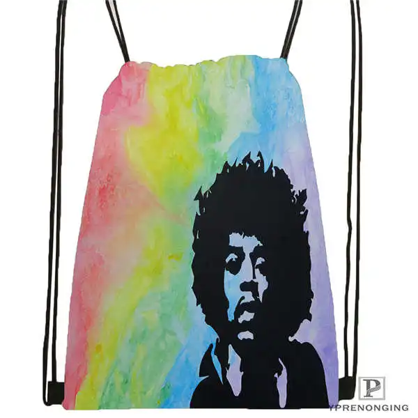 На заказ Jimi-Hendrix походная сумка на шнурке милый рюкзак для детей (черная спинка)