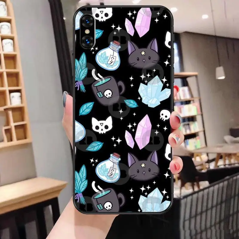 

Herb Witch Supplies Cat Phone Case For Black-Iphone 5 5s se 6 6s 7 8 11 12 X Xs Xr Pro Plus Max Mini Cover