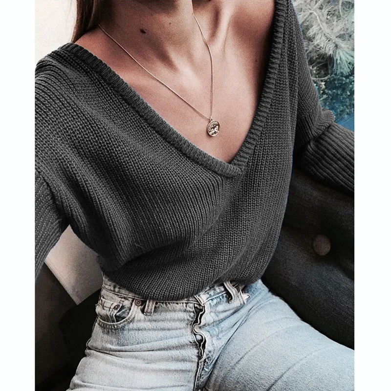 Женский сексуальный свитер с глубоким v-образным вырезом Рождественский