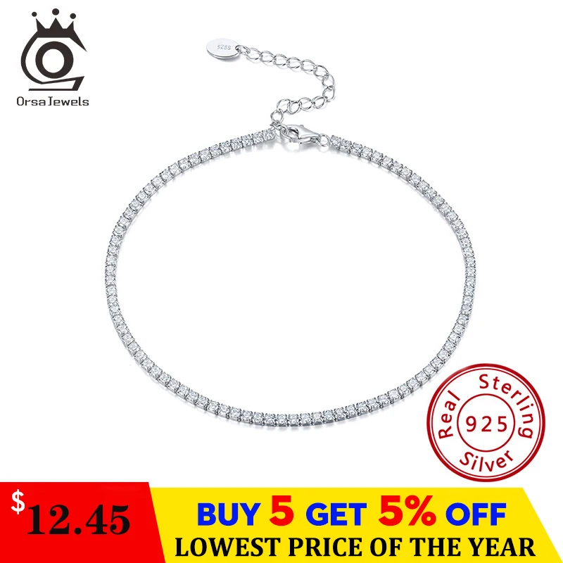ORSA JEWELS Настоящее 925 Регулируемое наружное кольцо из теннисные браслеты браслет с