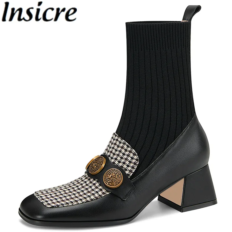 

Женские ботильоны с квадратным носком, на толстом каблуке, размеры до 40