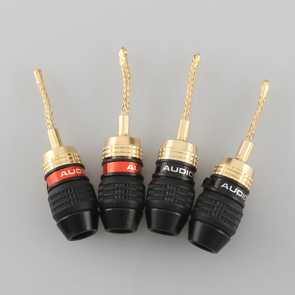 8pcs B836G High Quality Speaker 2mm Pin Copper Wire Braided Banana Plugs Connector HIFI Speaker Cable Plug
