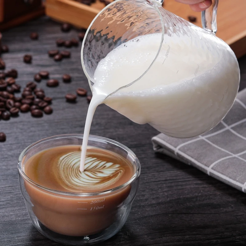 Эко кофе Термостойкое стекло V60 бариста молочник для кофе Эспрессо кружка для взбивания молока 600 мл деревянная Стеклянная Ручка