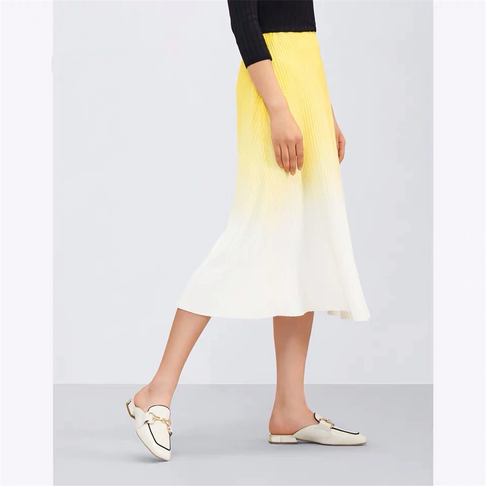 Junetxin Autumn Luxury Flats Mules Shoes Women Slippers 2019 Outdoor Slipper Brand Designer Genuine Leather | Обувь