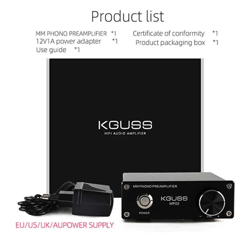 KGUSS MP02 phono preamplifier vinyl record player mini MM PHONO preamp | Электроника