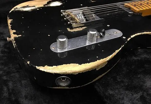 Ручной работы 6 струн клен гриф электрогитара высокое качество relic gitaar. Черный