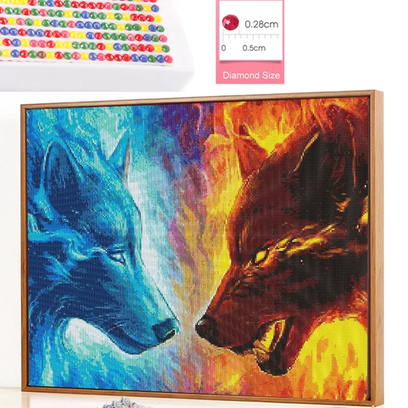 Wolf 5D DIY полная круглая Алмазная краска изображение мультяшного животного