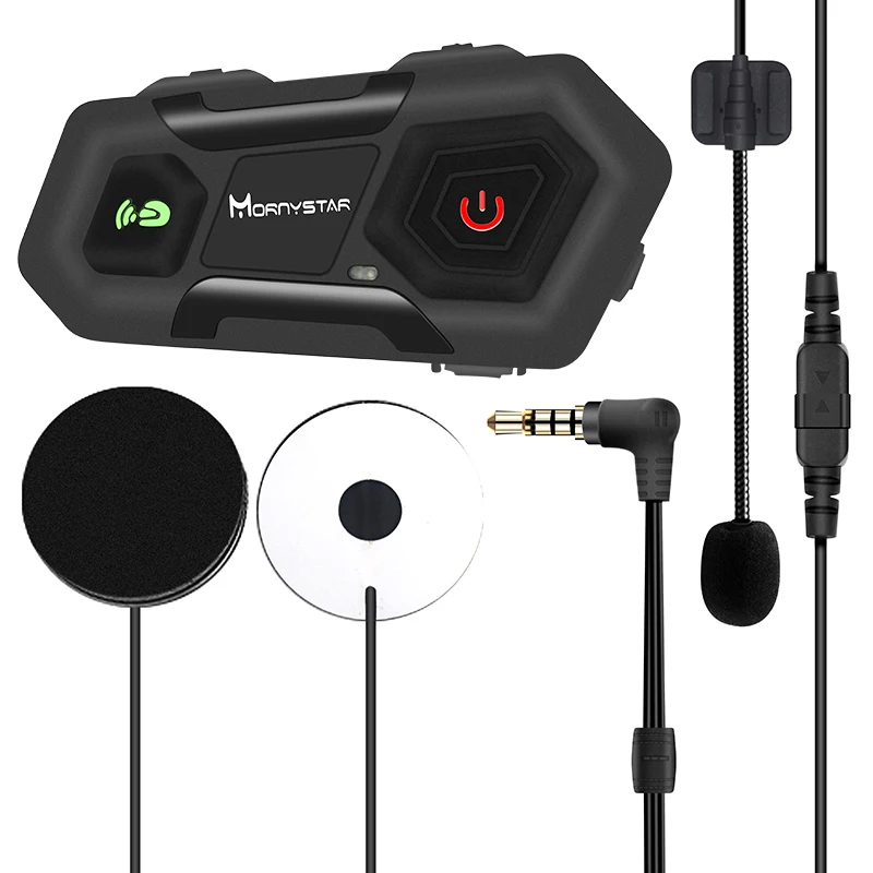 2 шт Mornystar M2 1600 м мотоциклетный шлем Интерком группа 3 Rider шлем Bluetooth гарнитура Водонепроницаемый Handsfree переговорные мото