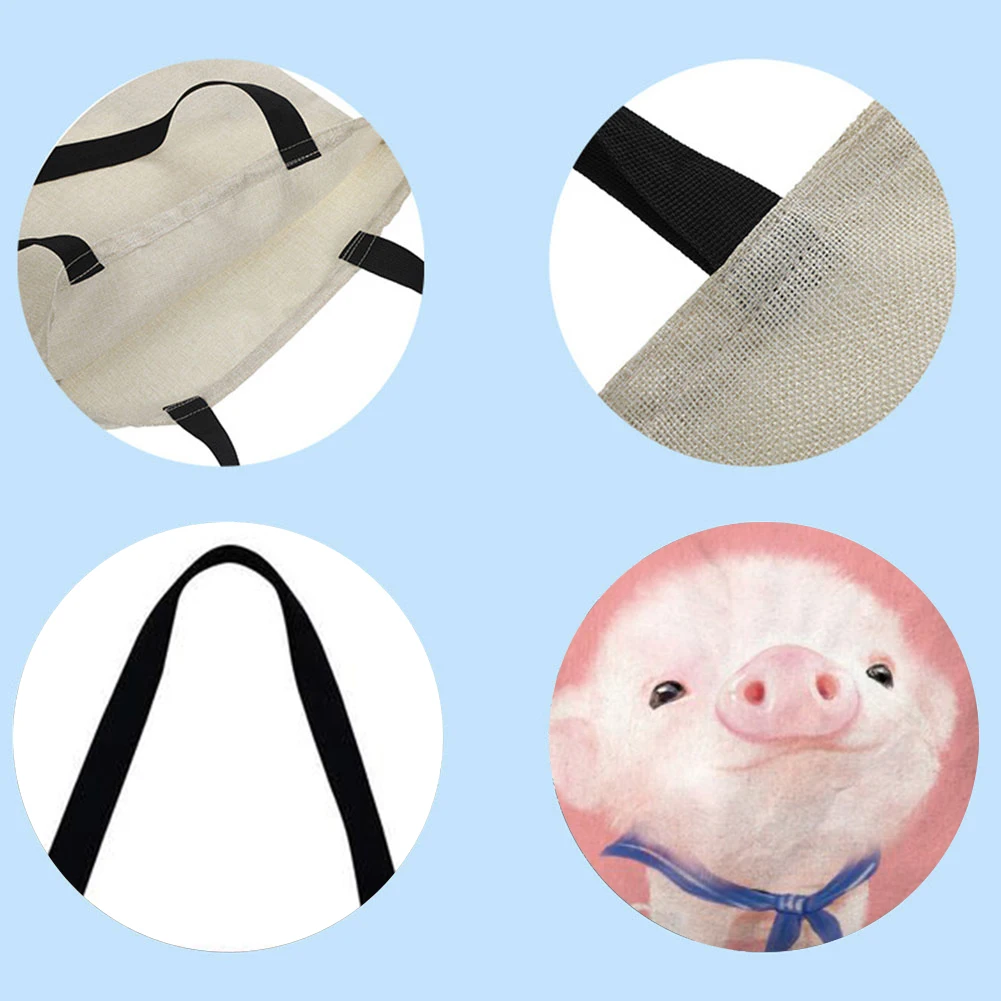 Cute Pink Pig Linen Shopping Bags For Women Cheap Shoulder Bag Ulzzang Harajuku Shopper Tote Ladies Reusable Hand New | Багаж и сумки