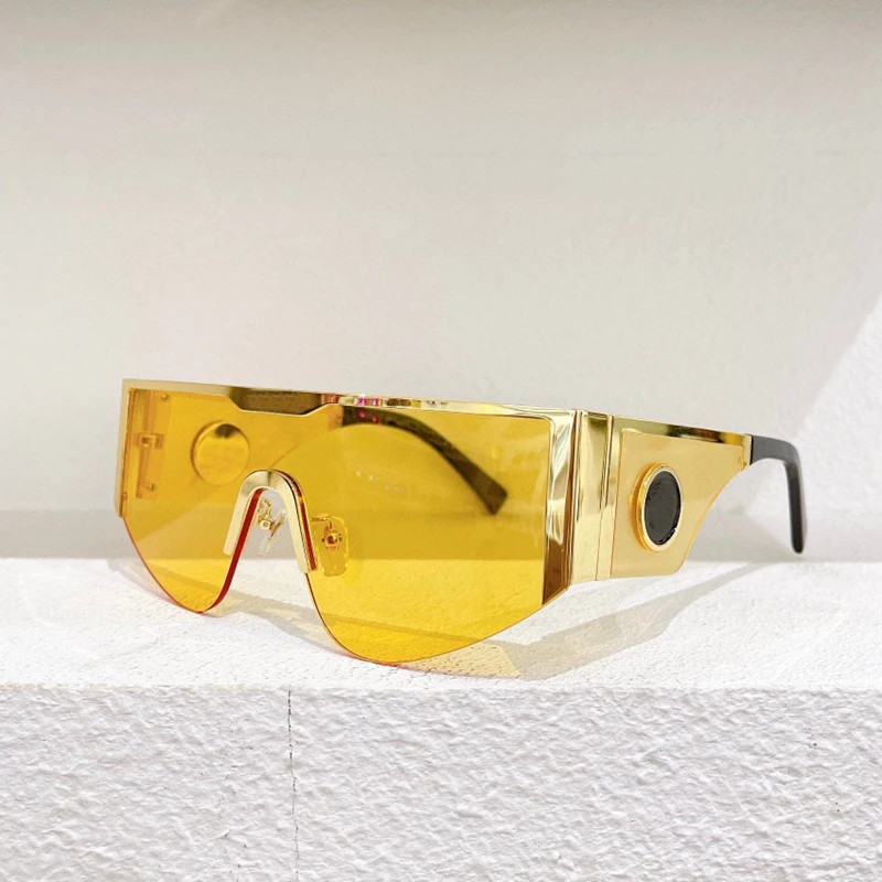 

New Yellow Gray Blue One-Piece Lens Rectangular Half Frame Gold Gray Silver Metal Frame Fashion Men' VE5411B Women's Sunglasses