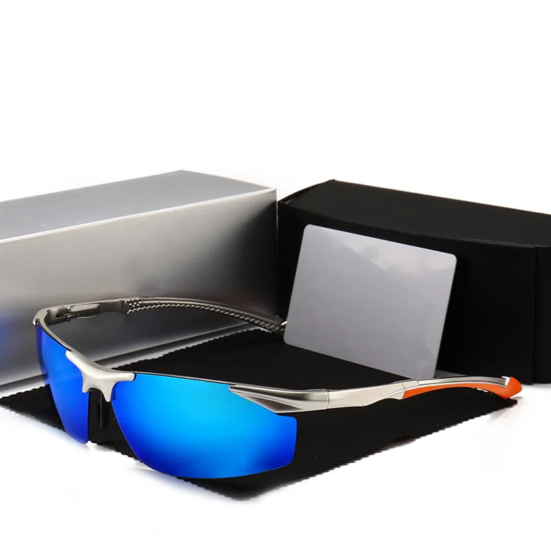 

Aluminum Magnesium Polarized Sunglasses Men Driving Glasses UV400 Luxury Brand Designer Mercede Semi-Rimless Lunette Homme 8585