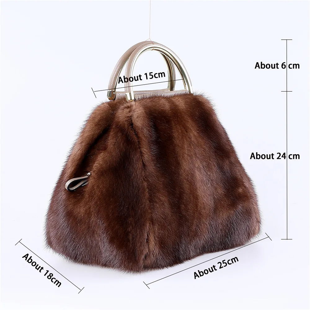 New Arrival Tote Women Handbag New Fashion Plush Bag Real Mink Fur Bag