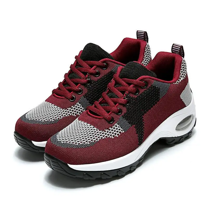 

2021 Women Sneakers Casual Sports Running Heighten Shoes Lace-Up Patchwork Breathable Shoes Ladies Outdoor Climbing Sneaker