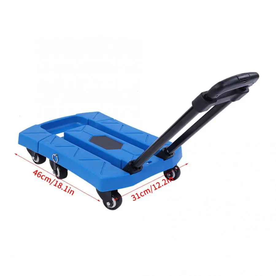 

6 Wheels Folding Cart Portable Telescopic Handle Cart Blue Household Shopping Trolley Garden tool parts