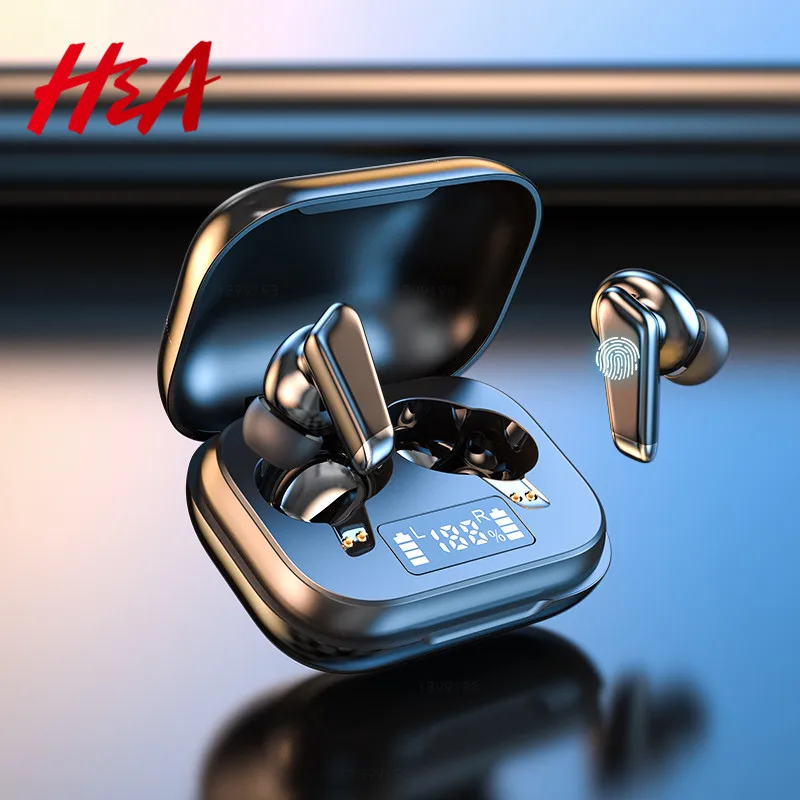 Мини Bluetooth наушники со светодиодным дисплеем питания 24h Play Time беспроводные с