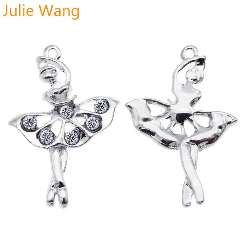 Julie Wang 5 шт. балетные танцевальные подвески для девочек со стразами сплав белый K ожерелье ювелирные браслеты и кулоны изготовление аксессуаров