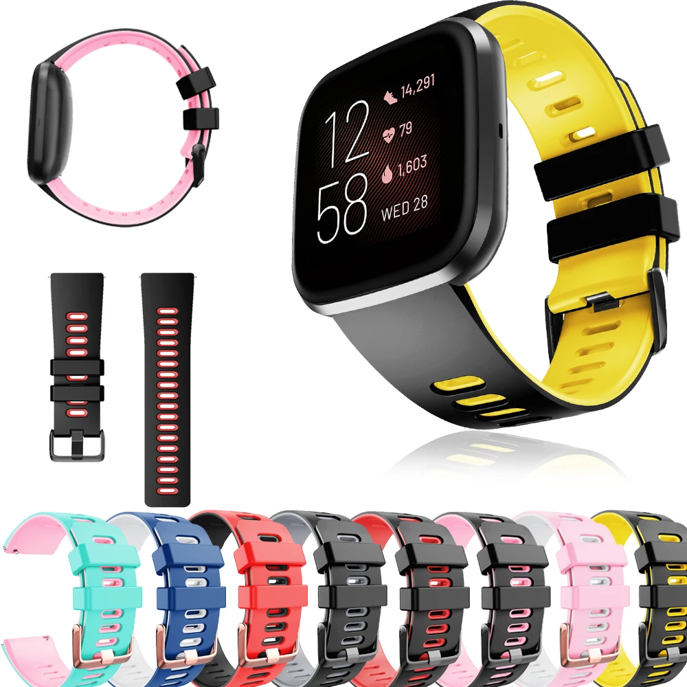 

Band For Fitbit Versa StrapTwo-color Watch Buckle Replacement Bracelet for Fitbit Versa strap Silicone sport Smart watch Wrist