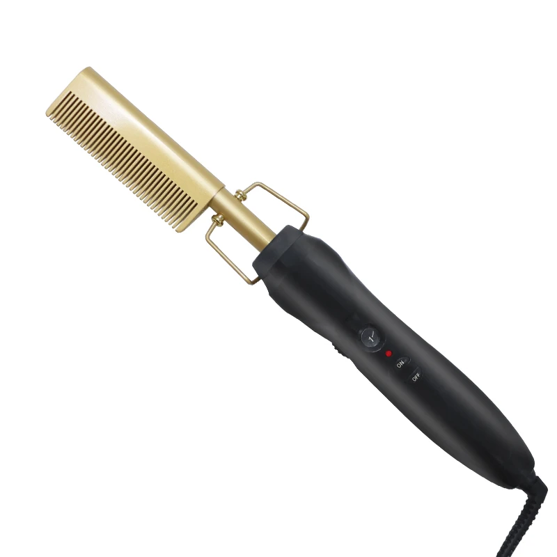 

newest gold hair comb Fast Smoothing Electric Hair Straightener Brush Ceramic Heating Temperature