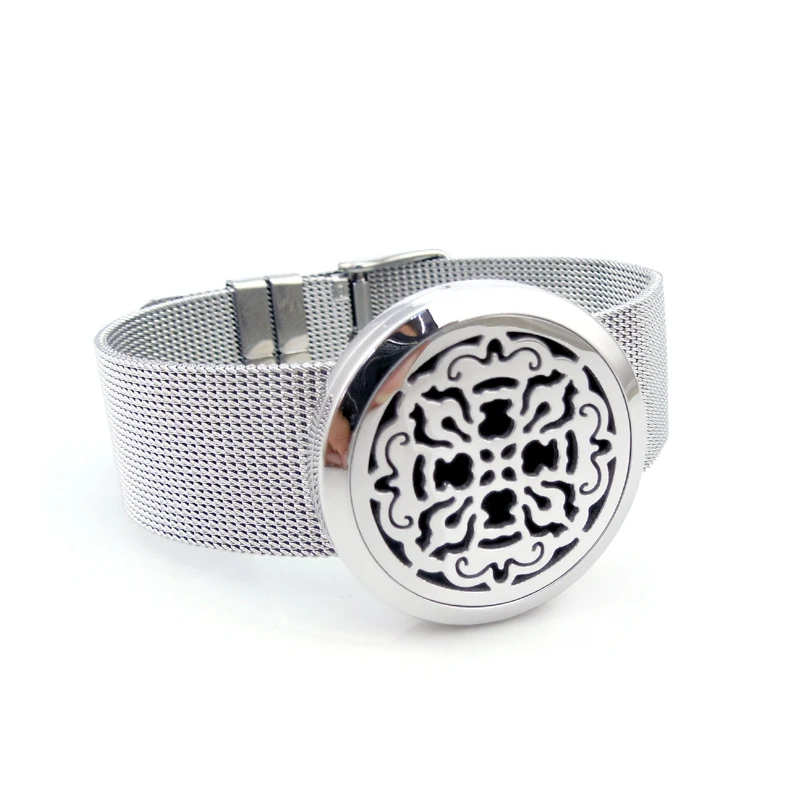 silver 25mm Круглый Серебряный крест старого мира(30 мм) с металлической сеткой из нержавеющей стали, браслет для ароматерапии/диффузорный медальон с маслами - Окраска металла: silver 25mm