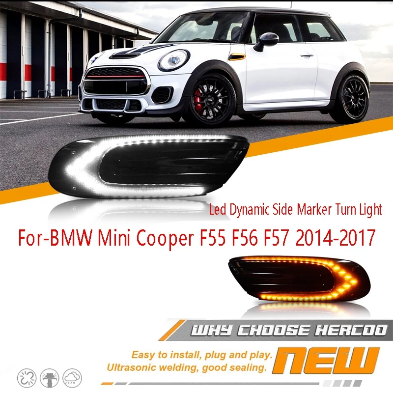 

LED Dynamic Side Marker Turn Signal Indicator Repeater Light for-BMW Mini Cooper F55 F56 F57 2014-2017