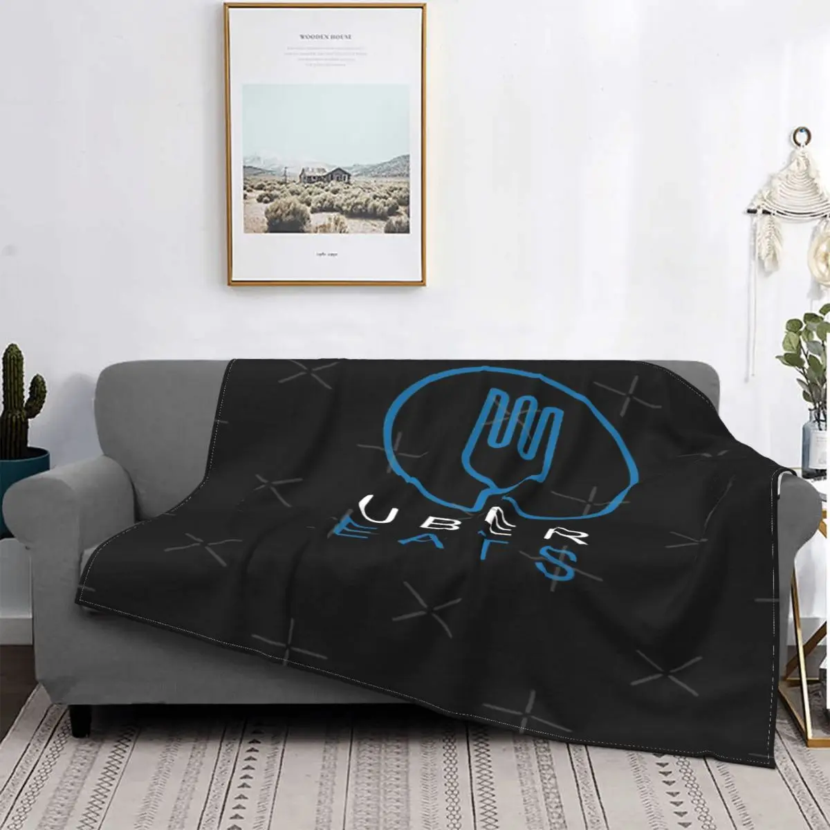 

Ubereats-colcha a cuadros para cama, cobertor de cama, doble Manta, pickick, entrega y restaurante