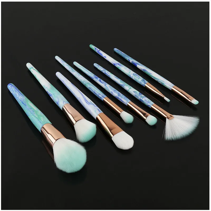 8 шт. красивые мраморные нефритовые кисти для макияжа набор теней век румяна