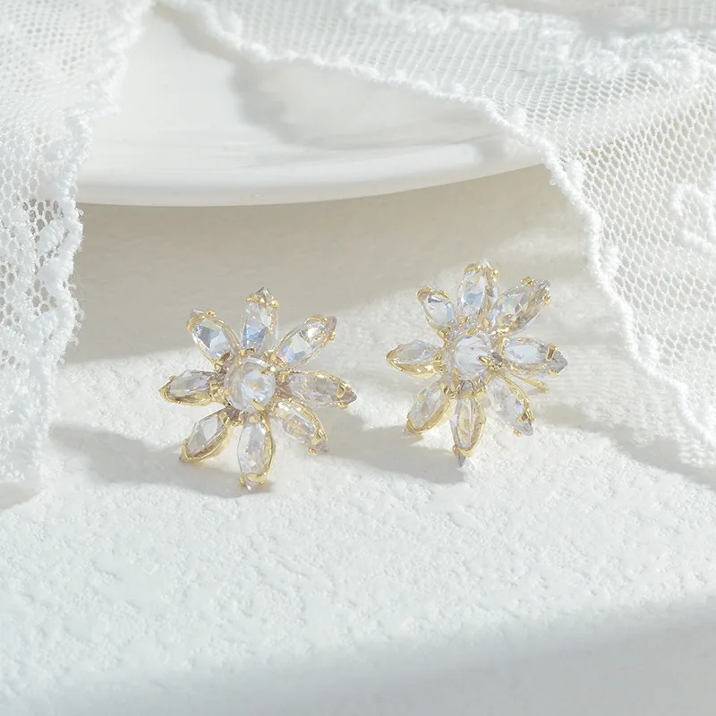 

Wholesale New SUNFLOWER Earrings For Women S925 Silvers Ear Studs Jewelry Gift