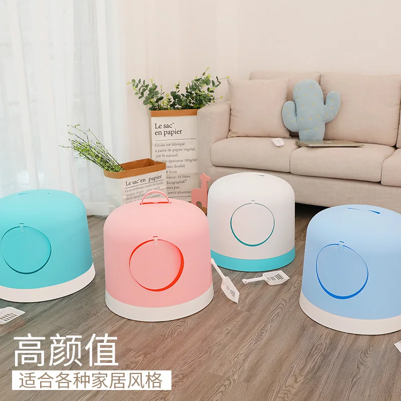 Розовый закрытый тренировочный ящик для кошачьего туалета поднос лопата милые