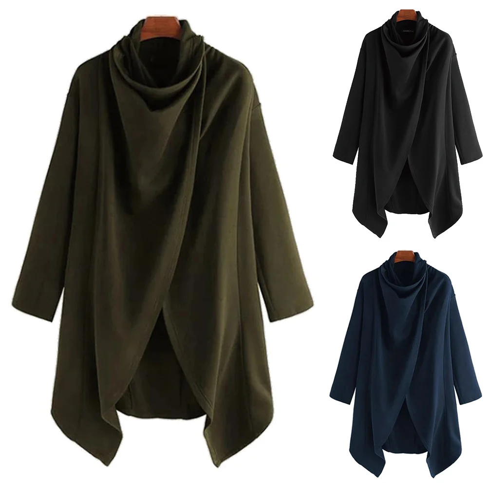 

Mens Trench Winter Warmer Coat Solid Loose Jacket Stylish Long Sleeve Streetwear Long Cape Poncho Warm Comfy Outwear men jacket