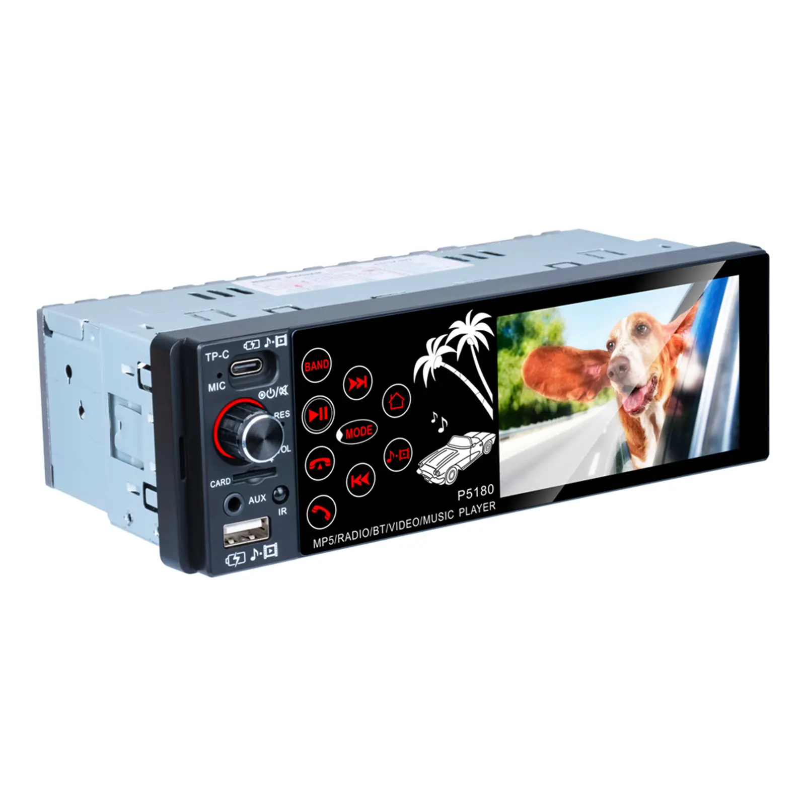 

Автомагнитола P5180, 1 Din, с IPS-экраном 3,8 Дюйма, USB, AUX, FM, BT