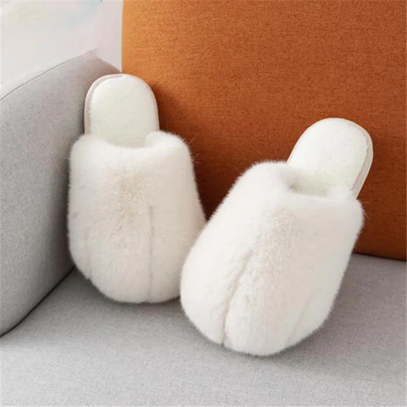 

Wholesale Winter Women's/Men Plush Slippers Indoor Warm Furry Home Shoes Ladies/Male Cotton Flip Flops Designer Couples Slides