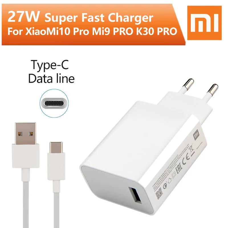 Оригинальный адаптер для быстрой зарядки Xiaomi 27 Вт 4 0 Turbo Type-C MI 10 PRO 9 Redmi Note 8 K20 K30 MIX 3