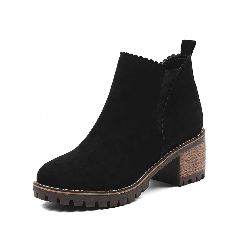 WETKISS/модные Нескользящие женские ботильоны на толстой платформе с эластичными