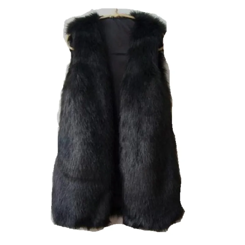 Новый женский длинный жилет из искусственного меха черный женская меховая