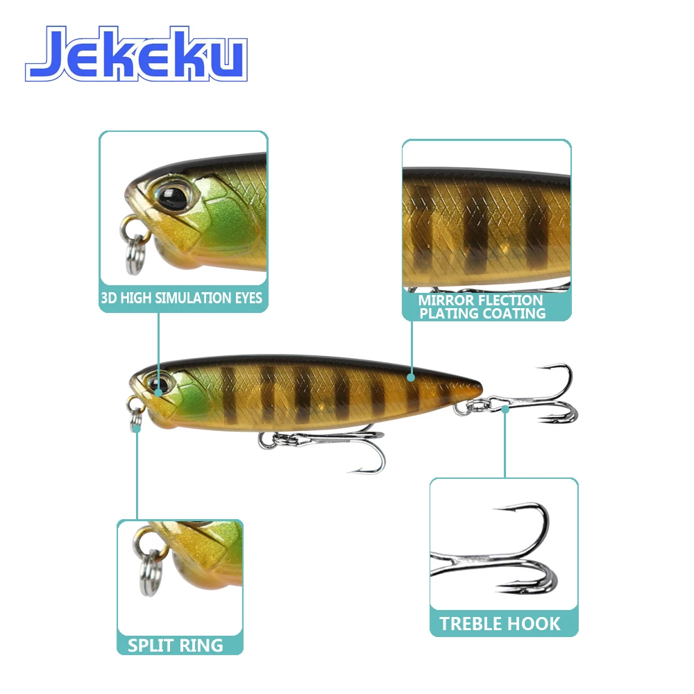

JEKEKU NEW 1pc NEW Hard Wobbler Topwater Floating Pencil Fishing Lure 65mm 5.5g Artificial Hard Bait Pesca Fishing Tackle