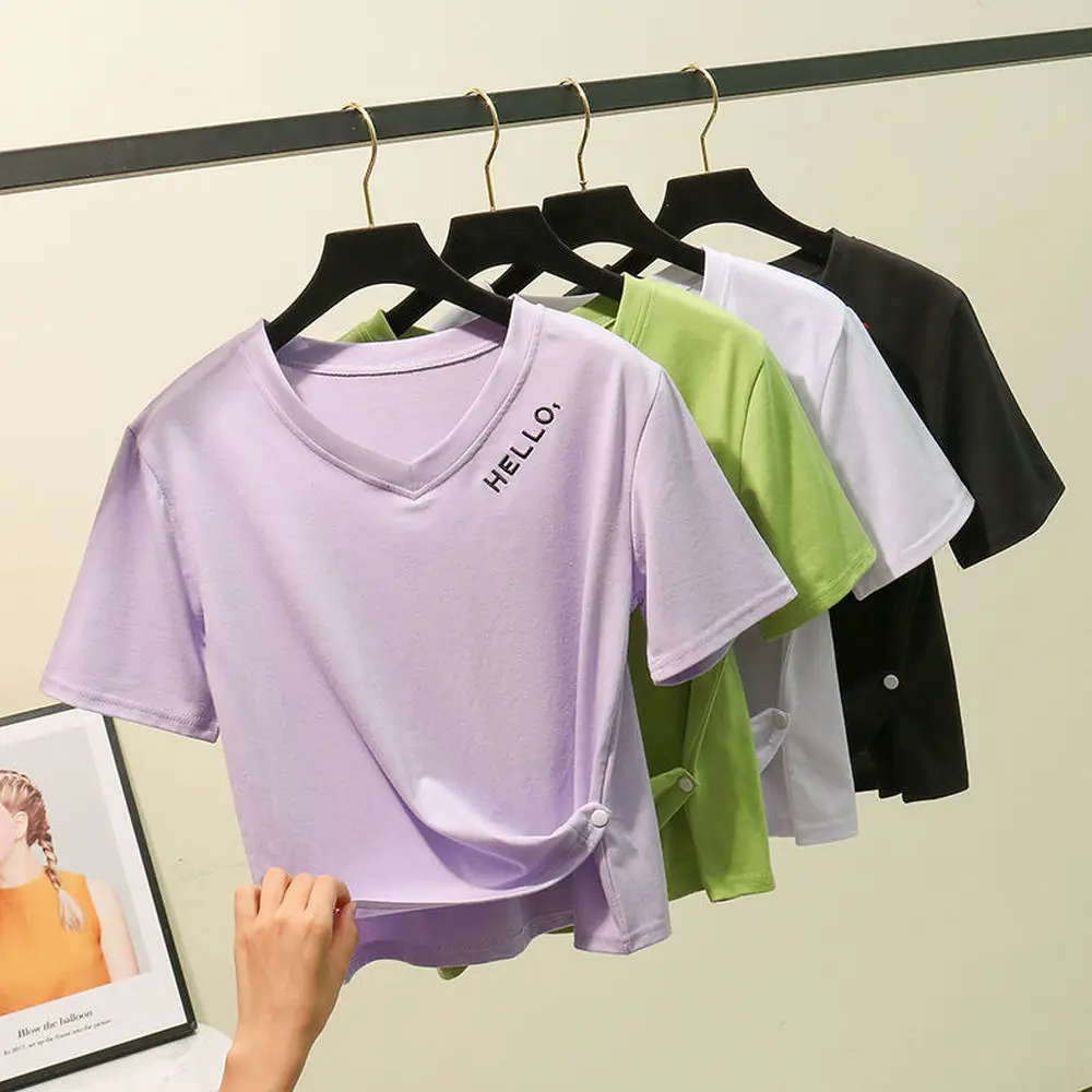 Футболка женская однотонная базовая повседневный топ с круглым вырезом в стиле