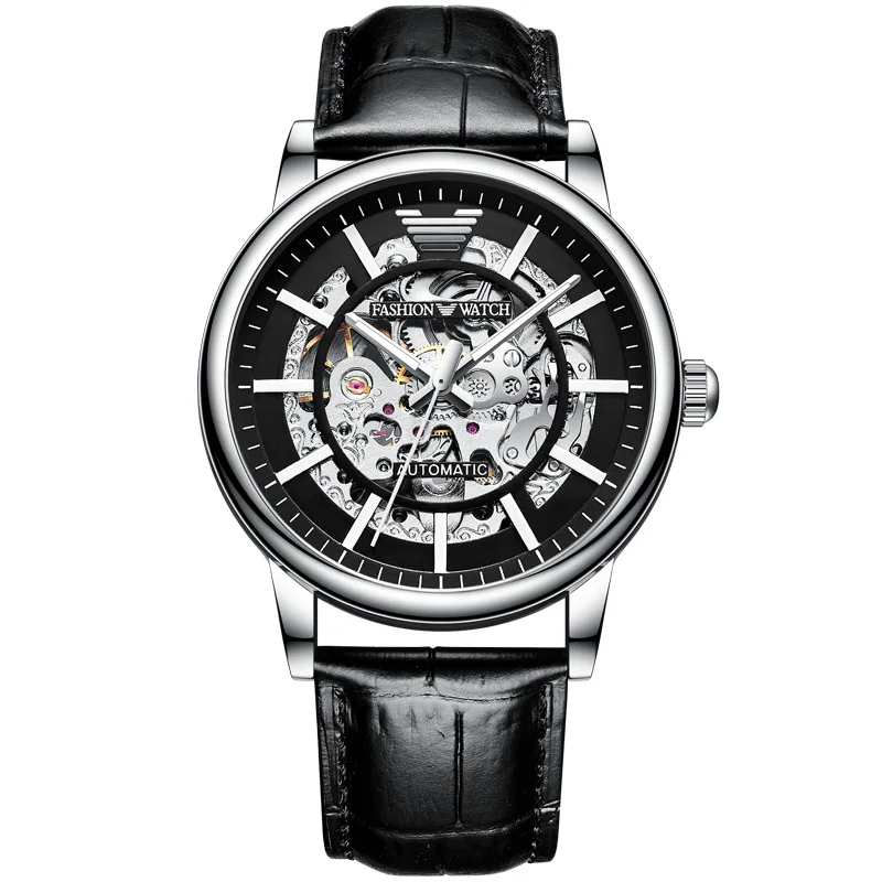 

Hollow-out Transparent Bottom Pin Buckle Men's Pointer Steel Belt Easy Machinery Swiss Brand Leisure Mechanical Watch Student