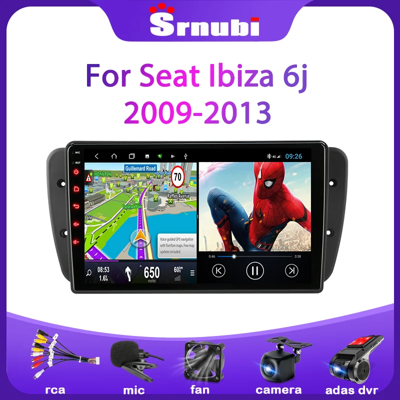 Srnubi Android 10 Car Radio Multimedia Video Player For Seat Ibiza 6j 2009 - 2013 2 Din Navigation GPS Carplay WIFI RDS DSP DVD