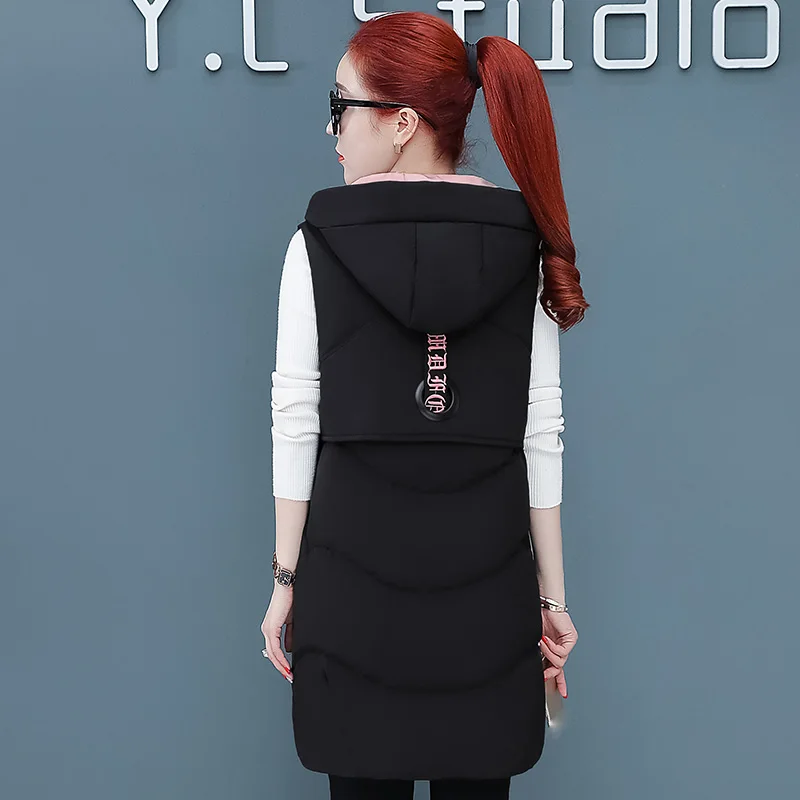 Женский хлопковый жилет с капюшоном новинка 2019 Корейская Зимняя мода надписями