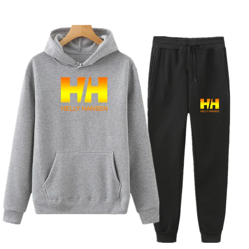 

New men Gradient printing Hoodie set tracksuit Sweatshirt set Fleece Hoodie + sweatpants jogging Homme pullover sweatsuit for m